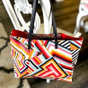 Tory Burch Vinyl multi colored tote.
